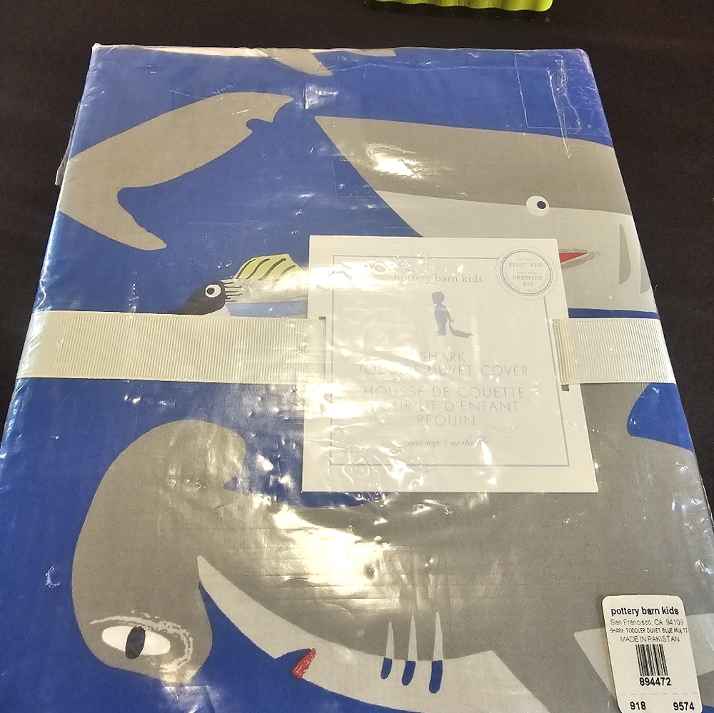 Toddler Size Pottery Barn Kids Shark Duvet Cover. New In Package.